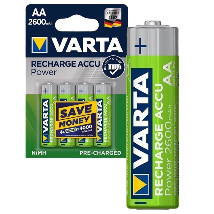 Įkraunamas elementas Varta, AA, 2600 mAh, 4 vnt.