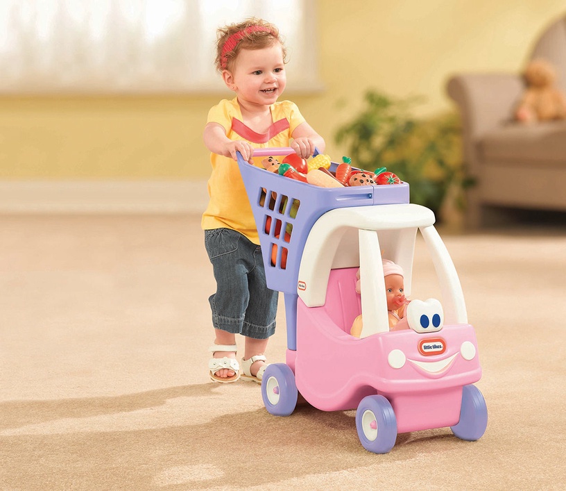 Parduotuvės žaislai, prekių vežimėlis Little Tikes Cozy Shopping Cart 620195, rožinė/violetinė
