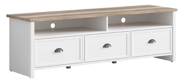 TV staliukas Black Red White Cannet White/Oak, 1600x450x510 mm