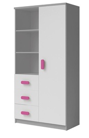 Idzczak Meble Smyk II 05 3S1D Shelf Grey/White/Pink