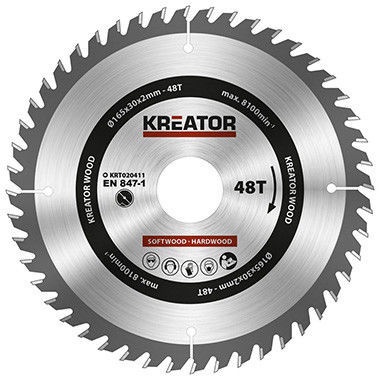 Griešanas disks Kreator, 165 mm x 30 mm
