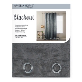 Nakts aizkari AmeliaHome Blackout Caspe Eyelets, pelēka, 1400x2500 mm