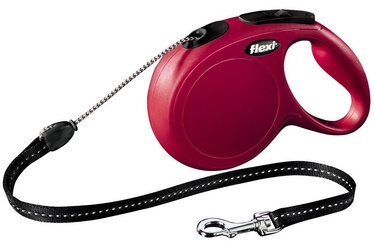 Automātiskā pavada Flexi New Classic Cord M, sarkana, 8 m