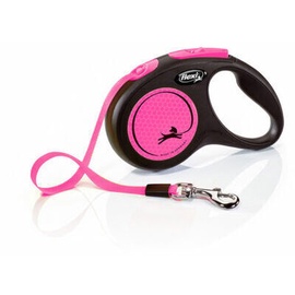 Siksna Flexi New Neon, melna/rozā, 5 m