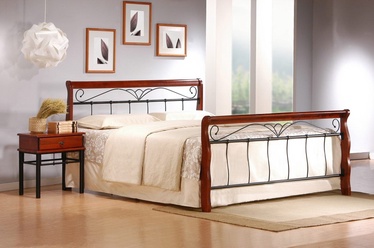 Кровать двухместная Veronica, 160 x 200 cm, черный/вишневый, с решеткой