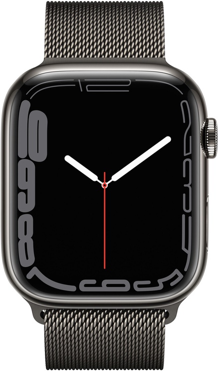 Умные часы Apple Watch Series 7 GPS + Cellular, 45mm Graphite Stainless Steel Case with Graphite Milanese Loop, черный