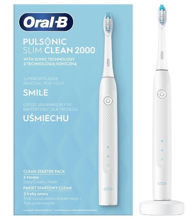 Elektriline hambahari Oral-B Pulsonic Slim Clean 2000 White, valge