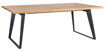Обеденный стол Home4you Lisbon 18101, черный/дубовый, 2200 мм x 1000 мм x 750 мм