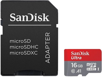 SanDisk 16GB Ultra microSDXC UHS-I Class 10 + SD Adapter + Memory Zone App