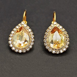 Diamond Sky Earrings With Crystals From Swarowski Heavenly Drop Golden Shadow