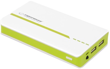 Ārējs akumulators Esperanza Atom White/Green, 11000 mAh
