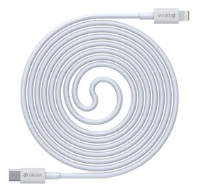 Провод Devia, USB Type C/Apple Lightning, 1.5 м, белый