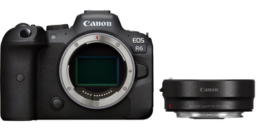 Sistēmas fotoaparāts Canon EOS R6 Body + Mount Adapter EF-EOS R Black