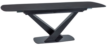 Обеденный стол c удлинением Signal Meble Modern Cassino I, черный, 1600 - 2200 мм x 1600 мм x 900 мм