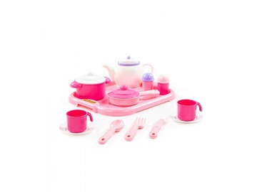 Žaisliniai virtuvės reikmenys Wader-Polesie Dish Set With A Tray, rožinė