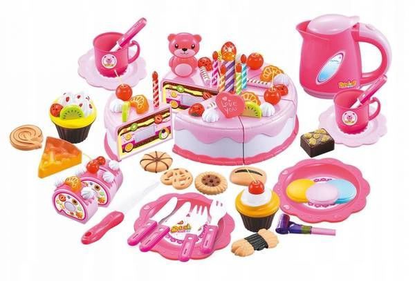 Mänguköögi tarbed, köögi mänguasjad, tordikomplekt EcoToys Birthday Set, mitmevärviline