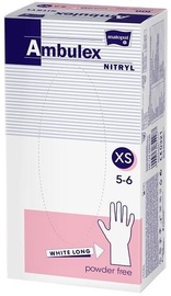 Pirštinės Matopat Ambulex Nitryl XS,100 vnt., baltos, vienkartinės, be pudros