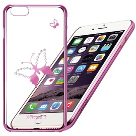 X-Fitted Classic Butterfly Swarovski Crystals Back Case For Apple iPhone 6/6s Pink