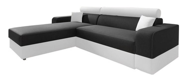 Stūra dīvāns Idzczak Meble Infinity Lux Black/White, kreisais, 184 x 184 x 95 cm