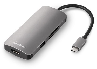 Juhe Sharkoon USB 3.0 Type-C Multiport Adapter Dark Gray