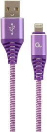 Juhe Gembird USB To Lightning Premium Cotton Braided Cable Purple / White 1m