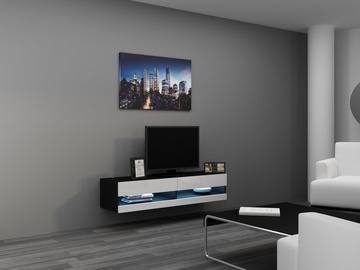 TV staliukas Cama Meble Vigo New 140 Black/White Gloss, 1400x300x1400 mm
