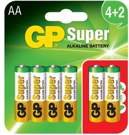 Батарейка GP Batteries Super Alkaline, AA, 1.5 В, 6 шт.