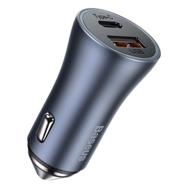 Автомобильное зарядное устройство Baseus, USB 3.0/USB 3.0 Type-C, серый, 40 Вт
