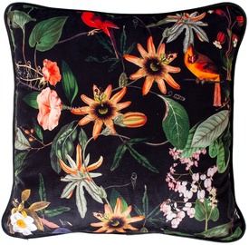 Подушка Home4you Black Holly, черный/многоцветный, 450 мм x 450 мм