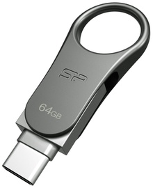 USB atmintinė Silicon Power Mobile C80 Silver, USB 3.0, 64 GB