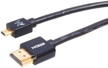 Laidas Maclean HDMI 19 pin male, Micro HDMI male, 1 m, juoda