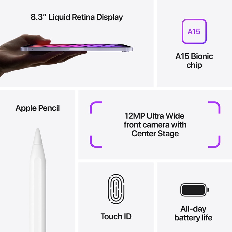 Планшет Apple iPad Mini Wi-Fi + Cellular 256GB Purple 2021