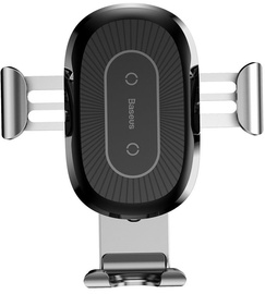 Baseus Heukji Gravity Car Holder With Qi Charger Silver