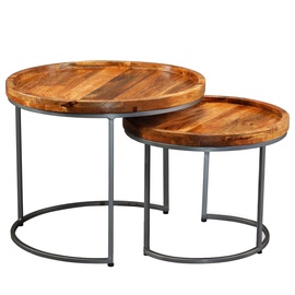 Kafijas galdiņš VLX 244585 Set, brūna, 550 mm x 550 mm x 450 mm