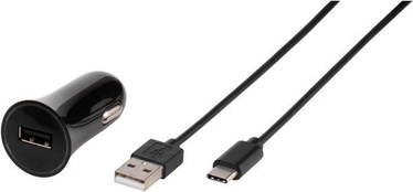 Vivanco USB Car Charger With USB Type-C Cable 1m Black