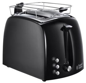 Tosteris Russell Hobbs Textures Plus Black 22601-56, melna/nerūsējošā tērauda