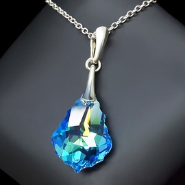 Diamond Sky Pendant Baroque IV Aquamarine Blue AB With Crystals From Swarovski