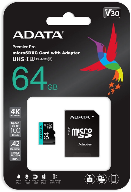 Atmiņas karte Adata Micro SDXC V30 PRO, 64 GB