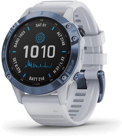 Išmanusis laikrodis Garmin Fenix 6 Pro Solar Mineral Blue Titanium / Whitestone Band