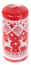 Verners Pillar Candle 7x15cm Red With Ornaments