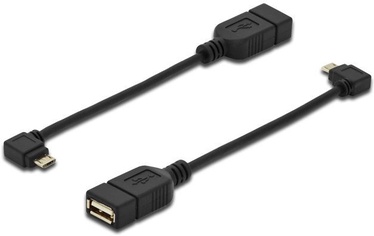 Провод Assmann USB 2.0 A female, Micro USB B male, 0.15 м, черный