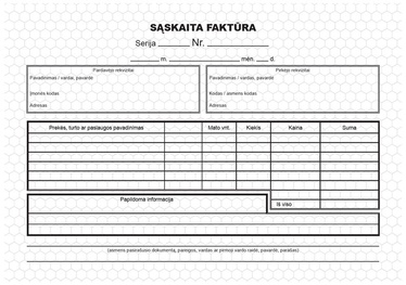Sąskaitų - faktūrų blankai, be numerių, A5