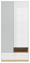 Skapis Black Red White Nandu Gray/Oak/White, 90x55x200.5 cm