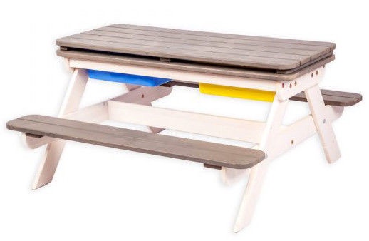 Комплект уличной мебели Folkland Timber Multifunctional Children's Picnic Table, белый/серый, 4 места