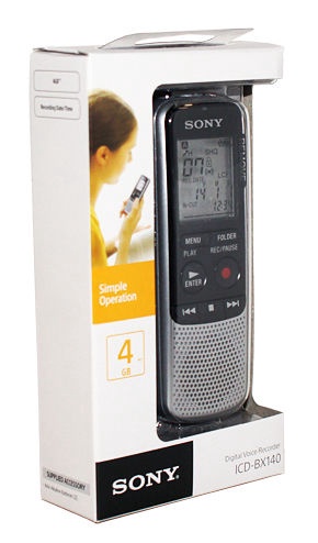 Diktofonas Sony ICD-BX140 Mono, pilka, 4 GB