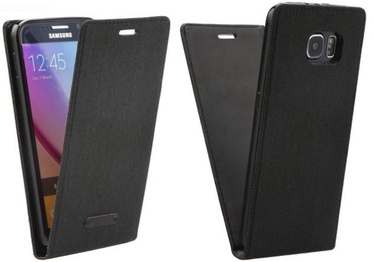 Forcell Canvas Flexi Vertical Book Case For Samsung Galaxy J1 J120 Black