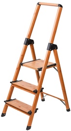 Tatkraft Aluminium 3-Step Ladder Scandinavian Wood Style