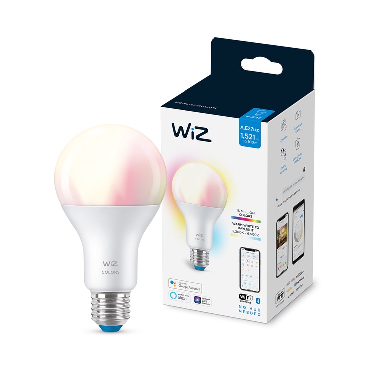 Лампочка WiZ LED, rgb, E27, 13 Вт, 1521 лм