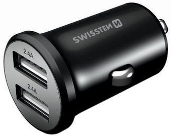 Swissten Dual USB Metal Premium Car Charger Black