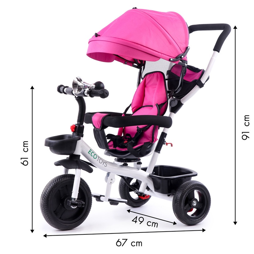 Kolmerattaline jalgratas EcoToys Tricycle YM-BT, roosa